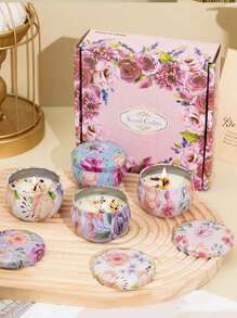 1pc/4pcs Of Hot Melt Wax Aromatherapy Set, Homemade Soy Candle Cups, Flower Candles For Weddings And Holiday Decorations, Perfect Gift For Family And Friends, Tin Cans Of Aromatherapy Candles For Birthday, Valentine's Day Or Mother's Day Travel, Aromatherapy Gift Box Gifts Graduation - Multicolor - View 2