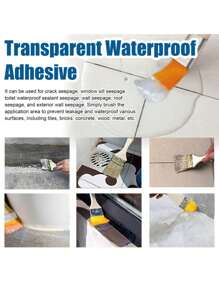 1 Piece Of Transparent Waterproof Adhesive, Transparent Waterproof Coating, Leak-Proof Adhesive For Roofs, Bathrooms, Balconies After Tile Removal. It Is Suitable For Waterproofing Roofs, Bathrooms, Kitchens, And Walls Without Damaging Tiles.