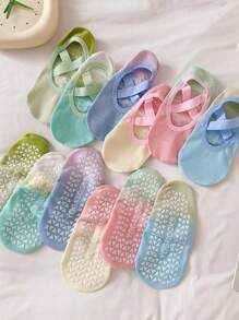 1/3/5/6/10 双女款渐变色防滑硅胶普拉提初学者地板袜、运动踝袜、室内成人专业瑜伽袜 - 彩色 - 查看 2