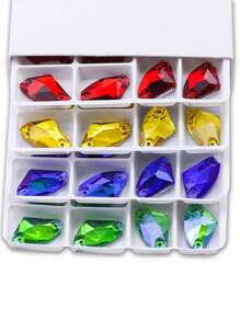 72 件/包平底彩色斧头形双孔手工缝制纽扣，DIY 水钻装饰适用于礼服和婚纱配饰 - 彩色 - 查看 3