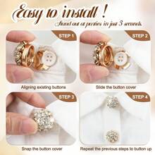 5/3/1pc Women Rhinestone Button Set, Gold/Silver Crystal Detachable Button Decor Clips For Shirts, Apparel DIY, Festive Decorations (Buttons Included)