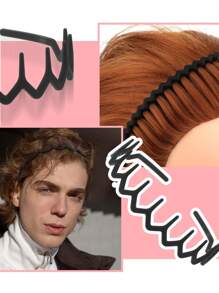 4pcs/8pcs Black Matte Hair Hoops Clips Headbands For Women