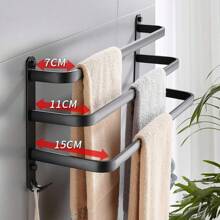 Bathroom Towel Rack, With 3-Layer Design, Convenient For Drying. Smooth Surface, Easy To Install. Suitable For Kitchen, Bathroom, Laundry Room - Dark Grey - View 4