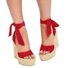 Womens Espadrille Wedge Sandals Open Toe Lace Up Platform Ankle Strap Summer Heels