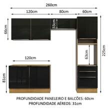 Madesa Gabinete Cocina Integral Completa 260cm Lux Marrón/Negro 05 - Marrón y negro - Ver 3