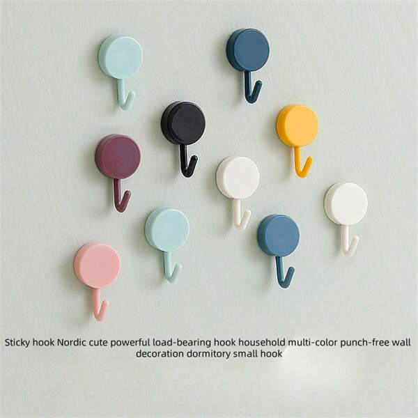 1pc Adhesive Hook, Nordic Style, Cute, Heavy Duty, Wall Mounted, Hookless, No-Drill, Damage-Free, Wall Decor, Small Hook, Home Decor