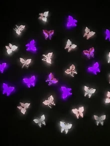 50 件发光蝴蝶图案美甲装饰 DIY 指甲饰 指甲宝石 美甲用品 母亲节礼物
