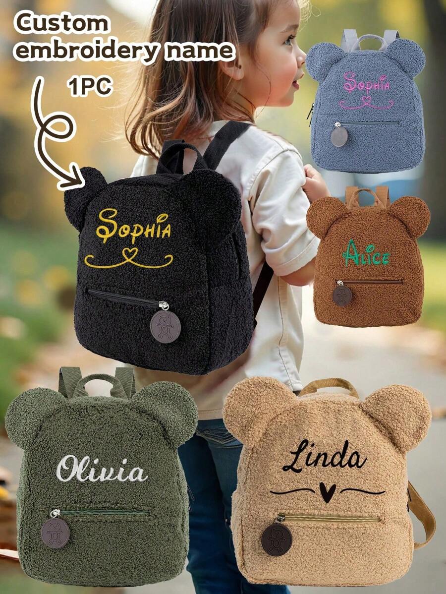 1pc Custom Embroidered Name Backpack, Customizable Embroidered Cartoon Plush Backpack With Personalized Name Backpack, Customized Name Backpack, Cute Teddy Bear Shape, New Arrival Student Bag School Bag Multi-Functional, Ornamental, Letter Exquisite, Stylish, Baby Fashion, Soft Squishy, Colorful, Cute Kawaii Adorable Unique, Customized Treasurefinds, Personalized Gifts For Girl/Boy, Baby Gifts, Cutebaby For Children's Day,Multi-Functional,Ornamental,Letter,Stylish,Modern,Colorful,Cute,Adorable,Casual,Custom,Personalised,Unique,Customized,Ideal Gifts For Him,Ideal Gifts For Her - Multicolor - View 1