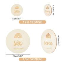 MAGICALCUTDIE 2sets 2 Styles Basswood Milestone Cards Flat Round With Word BurlyWood 5~10x0.2~0.25cm 14pcs/Set 1 Set/Style Sewing Storage