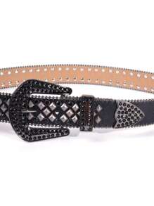 Riem met strass steentjes, western cowboy punk stijl, geschikt voor tieners, casual outdoor sport of vakantie, reizen, afstudeercadeaus, verjaardagskleding accessoires, dagelijkse kleding