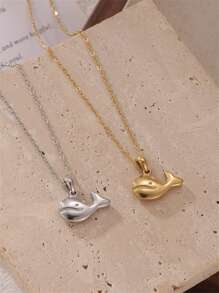 Collana pendente minimalista e versatile con delfino, motivo a tema marino, carina e alla moda, catena per la clavicola