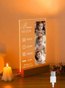 1 pieza de luz nocturna con imagen personalizada iluminada por detrás de acrílico, doble cara, nuevo regalo para bebé, regalo para niña, regalo para niño, regalo para nuevos padres, recuerdo, decoración del hogar, aniversario. Multifuncional, ornamental, reutilizable, exquisita, elegante, linda, de alta calidad, personalizada, única, regalo ideal para novia, papá, mamá, familia, amigos, hijo, hija, estudiantes, oficina, salón de té, escuela, renovar el hogar