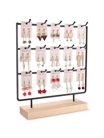 1pc Wood Earring Display Stand For Selling, Earring Rack Display Holder Stand Travel Storage Organizer Back To School