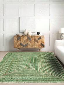 1 块橄榄绿色矩形印花绿色仿编织图案水晶天鹅绒地垫；可机洗、防污且易于护理的区域地毯，适用于客厅、卧室、儿童房、餐厅、浴室、厨房、阳台等；是房间装饰的理想地毯选择
