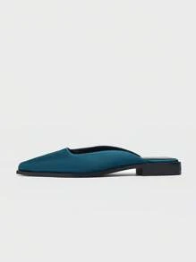 Damskie modne klapki typu mules, płaskie buty typu slip-on, zamknięte klapki zewnętrzne