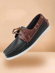 Earth Tones Nantucket Breeze Boat Shoes Retro Casual British Style Simple Fashion Personalized Modern Romantic College Party Holiday Vacation Party - Blue Red - View 1