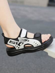 全新夏季儿童户外凉鞋防滑男童鞋时尚软底舒适百搭沙滩鞋 - 黑色 - 查看 5