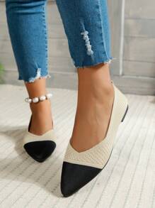 Mocassini casual da donna con suola piatta e colori a contrasto