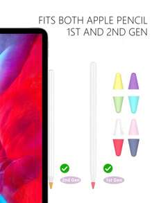 5pcs Soft Silicone Nib Tip Protective Covers, Quiet, Replaceable Nib Tips Compatible With Apple Pencil 1 & 2, IPad Pencil - Multicolor - View 4