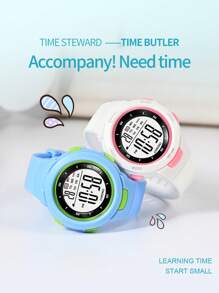 流行青年手表，休闲时尚运动手表，30M防水夜光计时闹钟，多功能数字腕表，适合礼物、学校用品、男孩/女孩，防水 - 彩色 - 查看 4