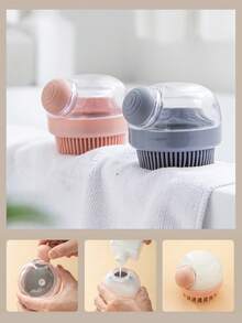 1pc Multi-Functional Shower Brush, Soft Skin-Friendly Cleansing Brush, Liquid-Addable Head Cleaning & Massage Shampoo Brush, Perfect Body Cleaning Care Tool