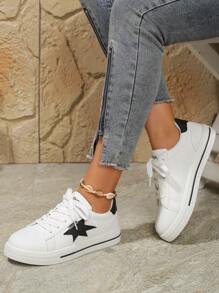 New Casual Versatile Girl's White Sneakers, Lightweight Non-Slip Student Running Sports Shoes, Soft Sole Comfortable Walking Outdoor Casual Shoes