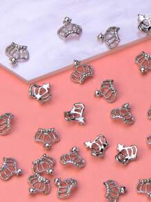 合金美甲饰品 10 款简约可爱日韩风镂空皇冠指甲饰品美容化妆品配件 DIY 装饰品 适合日常使用、节日使用、通勤使用 - 彩色 - 查看 4