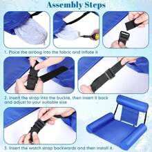 Foldable And Portable Inflatable Cloth Cover Lounge Chair Cushion, Water Amusement Colorful Lounge Chair Inflatable Float, Water Chair Inflatable Pool Floating Lounge Chair, Beach Essentials, Beach Accessories - Multicolor - View 4