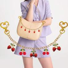 10.6 英寸/27 厘米粉色爱心草莓樱桃钱包包链吊饰包装饰链吊坠装饰包链吊饰配饰女士单肩斜挎包腋下包夏季 - 彩色 - 查看 1