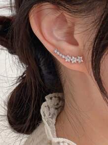 1 đôi bông tai đính đá Zirconia và hoa cho nữ, phong cách thanh lịch và đơn giản cho lễ Halloween - Nhiều màu - Xem 2