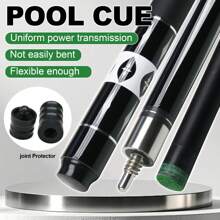 Professional 1/2 Jointed Glass Fiber Pool Cue, 146cm Long With Black Shaft And White Diamond Pattern, 12.5mm High-Quality Leather Tip, Multi-Layer Leather Designed For Strong Grip, Suitable For Players Of All Levels - Black - View 1