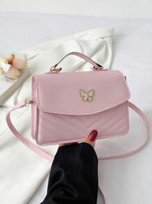 Solid Color Pu Leather Patchwork Bow Design Flap Shoulder Crossbody Square Bag, Bow, Love, Valentine's Day, Romance, Gift For Women's Daily Commute, Shopping, Travel, Party, Girls' Night Out, Holiday, Birthday Gift And Fashion Party. - Multicolor - View 17