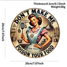 Placa de pared de arte de cocina retro de 7.09 pulgadas - "No dejes que envenenemetodos tu comida" Logotipo decorativo estilo de los años 50, madera artificial sin electricidad, perfecto para el hogar, restaurante, bar, cafetería, decoración, agrega características a cualquier habitación