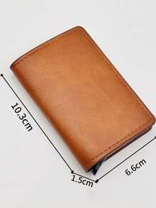 1pc RFID Blocking Aluminum Box Faux Leather High-End Card Holder - Multicolor - View 6