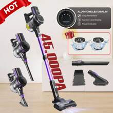 INSE Cordless Vacuum Cleaner | 45,000Pa | 6-In-1 Telescopic Wand Design | Brushless Motor | 1.3L Dust Bin | 50 Minutes Runtime | Stick Vacuum | Upright Vacuum With Large Removable 2500mAh Battery | Quiet | Rechargeable, Carpets, Hard Floors, Desks, Curtains, Corners, Pet Hair, Cars, Stairs - Phích cắm loại C của EU (220-240V) - Xem 13