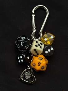 1 件男女通用手工命运骰子钥匙链，独特亚文化 Y2K 风格配饰，撞色包袋装饰