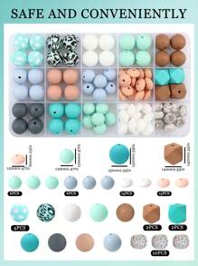 50 件/92 件硅胶珠用于制作钥匙扣，15 毫米硅胶珠散装，硅胶珠 15 毫米黑色和灰色硅胶珠带流苏套件用于制作钥匙扣