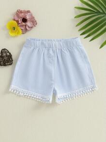 Toddler Baby Girls Beach Shorts Kids Summer Elastic Band Fashion Striped Lounge Shorts - Blue - View 6