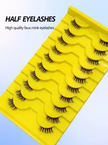 Asiteo 10 pares de pestañas postizas de media pestaña, pestañas postizas falsas de aspecto natural, suaves y esponjosas de imitación de visón, extensiones de maquillaje de esquina de pestañas falsas reutilizables