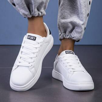 Classic Comfortable Fashionable Skateboard Shoes, Men's Casual Flat Soft Sole Sport Sneakers, Black