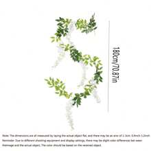 1 件人造紫藤花环，婚礼装饰挂墙花藤，节日装饰，花园装饰藤蔓，户外栅栏花环假花，婚礼天花板悬挂装饰花藤，管道缠绕人造藤