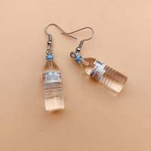 1 Pair Elegant Resin Water Bottle Earrings, Teardrop Design, Women's Minimalist Fashion Accessories - Multicolor - View 3