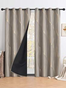 1/2pcs High Shading Silver-Plated Curtain FabricBlackout Curtains Thermal Insulated Lined Window, With Marble Texture Decorative Curtain Board, Grey For Living Room, Bedroom, Kitchen, Bathroom, Home Decor(Similar To Waterproof Material, But Rather Thin) - Solid Color - View 31