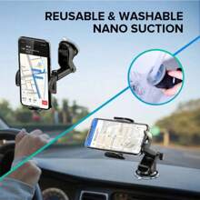 Soporte de teléfono para coche de 360° para parabrisas, compatible con teléfonos móviles y smartphones universales, incluido el compatible con iPhone
