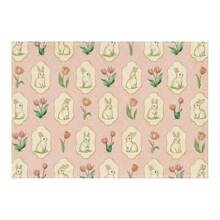 Bộ 4/6 miếng lót đĩa bếp mùa xuân, thiết kế họa tiết hoa màu hồng, dệt từ 100% sợi polyester, kích thước 12 * 18 inch, miếng lót đĩa polyester có thể giặt bằng máy, chịu nhiệt, chống bẩn, chống thấm nước, dễ vệ sinh, có thể dùng làm quà tặng, đồ gia dụng, đồ dùng nhà bếp và trang trí nội thất mùa xuân. - Mẫu hình con thỏ - Xem 12