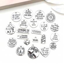 1pack Wholesale Bulk Inspiration Words Charms Inspirational Message Charm Pendants For Necklace Bracelet DIY Jewelry Making Crafting Accessory - Antique Silver - View 10