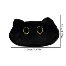 1 pieza Estuche para lápices con gato negro lindo - Caja de almacenamiento de papelería de gran capacidad y suave con ojos amarillos adorables, perfecto para el estuche de lápices de regreso a la escuela