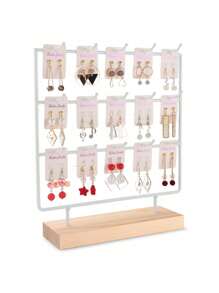 1pc Wood Earring Display Stand For Selling, Earring Rack Display Holder Stand Travel Storage Organizer Back To School - Multicolor - View 4