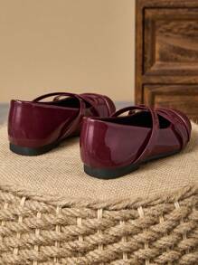 1 Paio di scarpe da vestire in pelle per bambine, colori rosso vino, rosso, verde, scarpe da principessa per scuola, eventi e feste, punta tonda, in morbida pelle, scarpe di bon ton, stile carino e alla moda per l'accademia