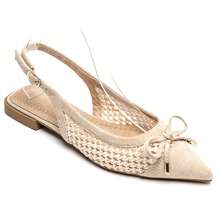 Pointed Toe Woven Open Toe Ballet Flats, Fashionable & Comfortable Women Flats - Beige - View 2